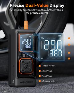 WOLFBOX MegaFlow24 เครื่องสูบลมยางรถยนต์แบบพกพาไร้สาย 150PSI สำหรับยางรถยนต์ พร้อมเกจวัดดิจิตอล - Product Image 6