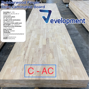 Panneau de contreplaqué en bois de caoutchouc à jointures à doigts, face C, avec colle F4 Star haute résistance pour meubles et applications intérieures - Product Image 2