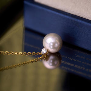 Collar de Alta Gama con Colgante Circular Blanco de Oro de 18K, Diseño Simple en Capas con Perlas de Agua Dulce de Alta Luminosidad para Mujer en Zhuji - Product Image 3