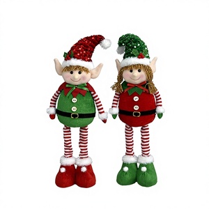 Muñeco de Elfo Navideño a Rayas con Gorro de Santa y Botas - Divertida Figura Decorativa y Adorno para el Hogar - Product Image 6