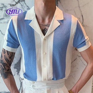 Camiseta de Punto de Manga Corta para Hombre, Suéter de Media Manga, Camisetas de Punto para Hombre - Product Image 4