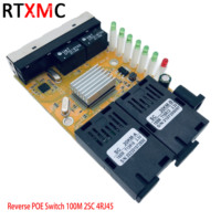 Commutateur PoE inversé 2FO 4LAN 100M Convertisseur de média fibre PCBA Board 155M 2SC 4RJ45 RPOE Support 5V 12V 24V Alimentation Fast Ethernet Tra