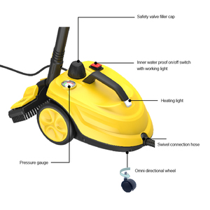Limpiador a Vapor Eléctrico Vertical Amarillo de 2000W y 4 Bares de Presión, Máquina de Limpieza de Alfombras y Pisos para el Hogar con Ruedas y Manguera - Product Image 2