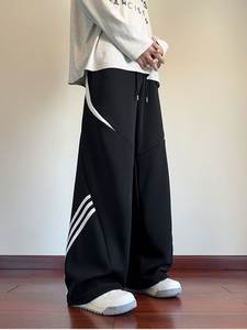 Salopette rétro américaine à jambes larges et coupe droite, en polyester-coton anti-boulochage de poids moyen, avec cordon de serrage, pour homme - Product Image 5