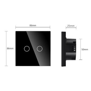 Interrupteur tactile TAWOIA 2 gangs 2 voies uniquement, <span class=keywords><strong>couleur</strong></span> grise, panneau en verre trempé, interrupteur simple, sans fil <span class=keywords><strong>neutre</strong></span>, interrupteurs électriques - Product Image 6