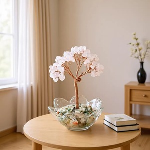 Natural <b>Crystal</b> Money <b>Tree</b> Heart Shape Transparent Bowl Home Desktop Decoration Yellow Floral Pattern Gift - Product Image 3