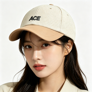 Gorra de Béisbol Unisex de Moda Vintage con Diseño de Pata de Gallo, Visera de Cuero PU y Logotipo Personalizado (OEM) - Product Image 1