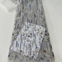 Tissu de robe de mariée de mode européenne et américaine avec perles de diamants lourds paillettes de perles maille brodée tridimensionnelle