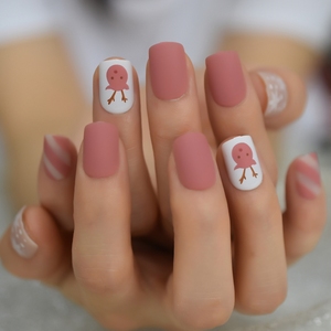 Prensa de Navidad <span class=keywords><strong>Uñas</strong></span> en las <span class=keywords><strong>uñas</strong></span> postizas cuadradas <span class=keywords><strong>cortas</strong></span> Invierno Navidad para mujeres Niñas Manicura Prensa <span class=keywords><strong>Uñas</strong></span> Venta al por mayor Fakenail - Product Image 3