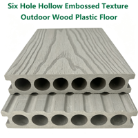 Planche de terrasse en WPC pour extérieur 4000x150x30mm, 6 trous, creuse, embossée, composite, imperméable, antidérapante, pour patio et jardin