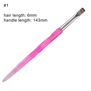 Pinceau à ongles en plastique violet cristal avec manche, plat, rond, ovale, pour gel, ombrage, liner, bordure française, pinceau de peinture - Product Image 6