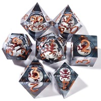 Ensemble de dés D&D en résine sculptée avec logo personnalisé, 7 pièces, Dragons & Dungeons, écologique, taille standard, jeu de table, cadeau