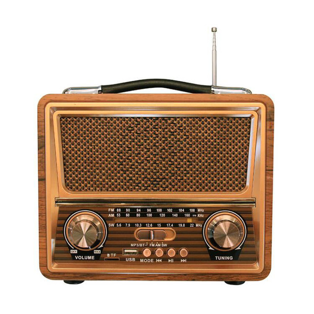 2025 Factory Price R-2055BT Vintage Multi Band High Quality Real Wooden Radio with Blueteeth, Usb,tf, Mp3 Player and Lamp Slot