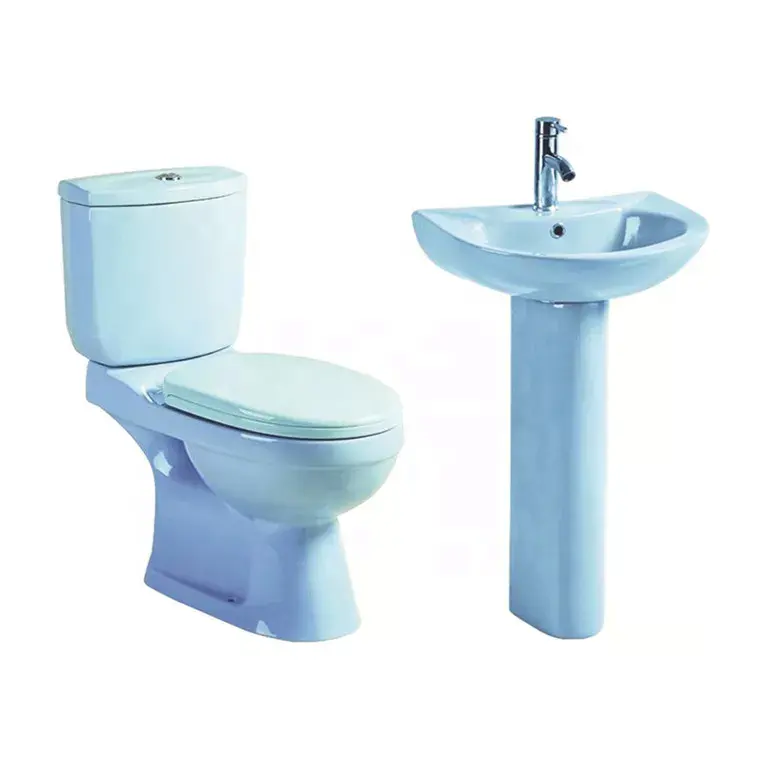 2022 New Color Wc Wash Down Water Closet Sanitary Ware One Piece Sky Blue Ceramic Toilet