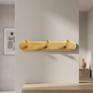 Crochets muraux multifonctionnels en bois minimalistes avec 3 crochets au design moderne pour la maison - Product Image 3