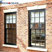 Ventana Corrediza Doble de Aluminio Resistente a la Intemperie RICHOCEAN, Doble Acristalamiento Low-E, Mosquitera Retráctil, Ventanas Verticales