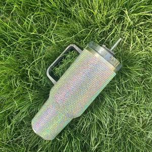 특이한 40 oz 모험 라인 석 40 oz 이중 벽 스테인레스 스틸 블링 컵 손잡이가있는 절연 컵 - Product Image 3