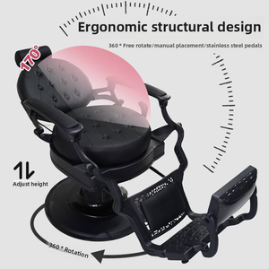 Sillón de Barbero Retro para Hombre, Ajustable en Altura, de Cuero Sintético, para Afeitar y Peinar, para Barberías y Salones de Belleza - Product Image 2