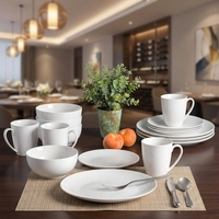 Service de table en céramique et porcelaine de 16 pièces, réutilisable, compatible four et lave-vaisselle, idéal pour la vente en gros, comprenant assiettes, bols et tasses