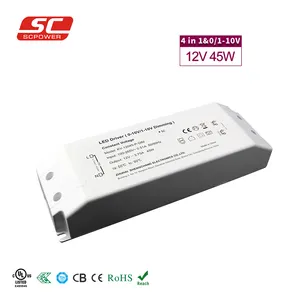 0-10V 45W LED electronic power transformer led driver input 220V for 12v led lights with SAA CE Rohs