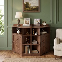 Étagère d'angle de style farmhouse avec ports USB, organisateur pour petits espaces, bibliothèque en bois pour bureau et salon