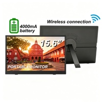 Écran portable sans fil FHD 15,6 pouces, moniteur de voyage avec batterie intégrée pour les voyages en extérieur et les déplacements professionnels