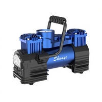 Compresseur d'air portable en métal à double cylindre 150 PSI pour voiture, gonfleur de pneus 12V DC avec lumière LED pour utilisation d'urgence et gonflage rapide