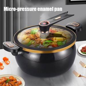 Casserole à pression <span class=keywords><strong>en</strong></span> <span class=keywords><strong>fonte</strong></span> émaillée grande capacité, antiadhésive, double poignée, pour soupe, ragoût, compatible avec les cuisinières à gaz et à <span class=keywords><strong>induction</strong></span> - Product Image 5