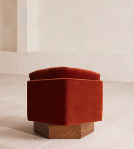 Tối giản cổ điển độc đáo lục giác phòng khách ghế bành nhung vải giải trí phòng chờ rắn sồi xoay ghế sofa - Product Image 4