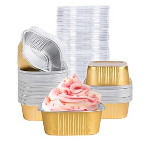 Recyclable 300ml Aluminum <b>Foil</b> Cake <b>Container</b> Flan Pan Square Desserts Baking <b>Foil</b> Cups for Gathering Wedding Party - Product Image 1