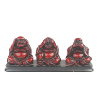 Ensemble de Statues Décoratives pour la Maison en Résine Rouge Antique, Trois Sages Moines Bouddhistes Peints à la Main, Ne Voient, N'entendent, Ni N'ont Pas de Bave à Raconter (Harems, Ne voient, Ne n'entendent, Ne n'ont pas de mauvaises intentions)