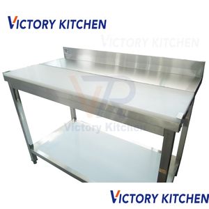 VICTORY KITCHEN Table de travail de cuisine en acier inoxydable 304 à 2 niveaux avec planche à découper en plastique Équipement commercial pour hôtel Modèle VCT - Product Image 6