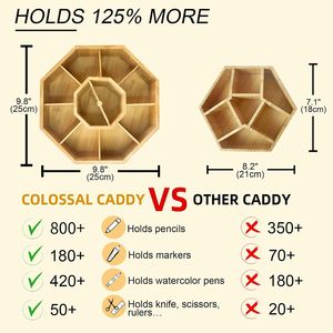 Chân Thành Lớn Hơn Tre Xoay Nghệ Thuật Cung Cấp Tổ Chức Giữ 800 + Bút Chì Quay Crayon Đánh Dấu Bút Ngăn Kéo Máy Tính Để Bàn Tổ Chức - Product Image 4