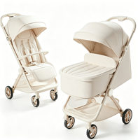 Poussette bébé de luxe 3-en-1 en lin, chariot de voyage pliable en alliage d'aluminium, capacité de charge 15 kg, modèle A7