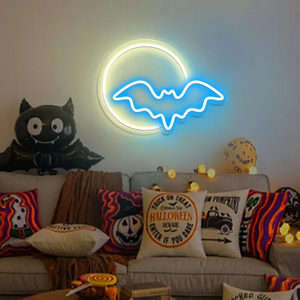 Enseigne néon <span class=keywords><strong>LED</strong></span> personnalisée en acrylique flexible, motif Lune et Chauve-souris, pour Chambre, Bar, Magasin, Façade, Restaurant, pour Vendeurs Etsy - Product Image 1
