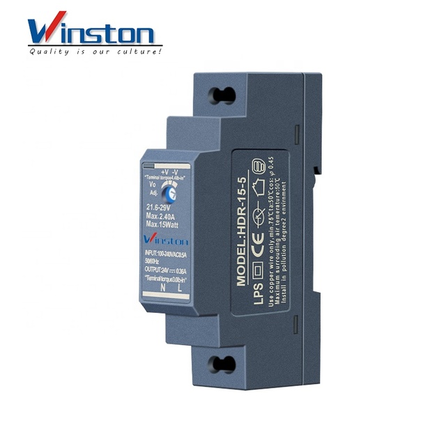 HDR-15-5 15W 5V DIN Rail Switching Power Supply LED Single Output High Reliability for