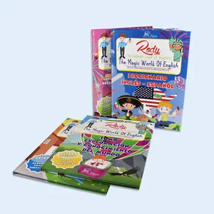 2024 사용자 정의 저렴한 책 인쇄 광택 아트 종이 상자 포장 아이들을위한 전체 다채로운 교육 하드웨어 책