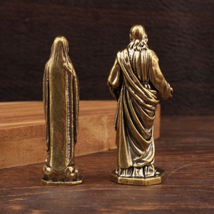 Figuras de Latón de Jesús y la Virgen María, Estatuas Religiosas, Decoración para el Hogar, Mini Artesanías, Venta al por Mayor de Fábrica, Diseño Compacto - Product Image 2