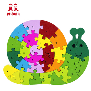 बच्चों शैक्षिक 29 pcs घोंघा पशु आकार खिलौना लकड़ी डी पहेली बच्चों के लिए 3 + - Product Image 2