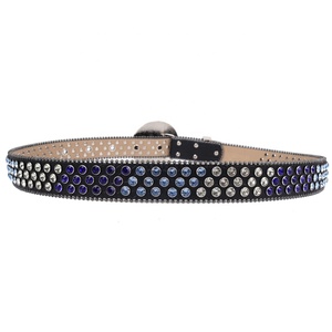 Cinturón TENGMEI Cool Bling Bling con Pedrería Negra y Azul para Hombre y Mujer, Hebilla Redonda Grande, Cinturón de Diamantes - Product Image 5