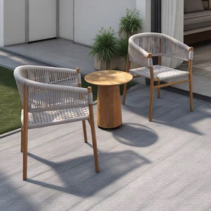 Chaise de salle à manger en aluminium imperméable Nordic Rope, chaise de bar extérieure en aluminium pour terrasse, restaurant, jardin, hôtel - Product Image 5