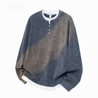 Pull Homme Col Henr Printemps Automne Nouvelle Collection Marque Tendance Style Décontracté Rétro Deux Pièces Texture Contraste de Couleurs Motif Floral