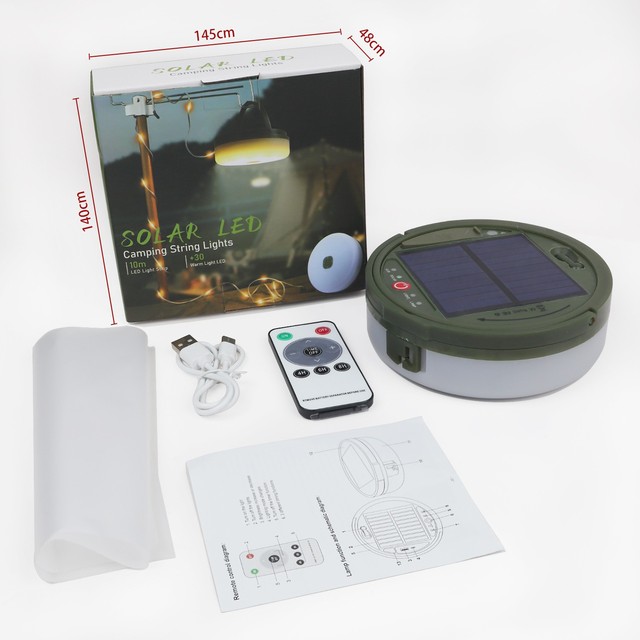 Ultra Long Eco-Friendly Multi Functional Outdoor Remote Solar Power Outdoor 12M Roll LED String Camping Light