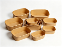 Wegwerp suikerrietpulp biologisch afbreekbare verdikte magnetronbestendige lunchboxen en schaaltjesset, 50 stuks per verpakking, hamburger- en fruitborden