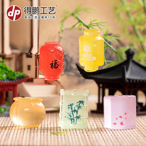 Dp <b>Miniature</b> Resin Lanterns With Silk Screen Printing Flameless Home Decoration Desktop Car Ornament - Product Image 4
