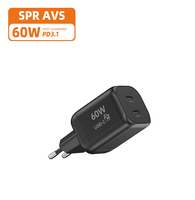 Chargeur USB 60W avec AVS 2C GaN PD 3.0 QC PPS, mini chargeur rapide pour Macbook, ordinateur portable 17, 16, 15 pouces
