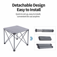 Table pliante carrée légère en alliage d'aluminium pour le camping en plein air, pique-nique, barbecue, bureau portable avec dimensions 70*70*60