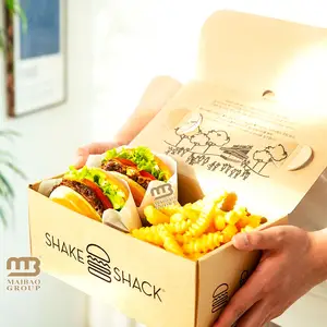 Cibo per uso alimentare carta Hot Dog per andare patatine fritte cartone di pollo scatola di hamburger stampa Fast Food, cibo Burger Box Packaging