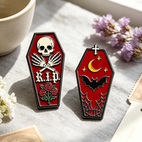 Promotion : Broche en métal style punk effrayant, épingles de revers en forme de cercueil, accessoires de mode punk personnalisés, épingles en émail dur et doux pour cadeau