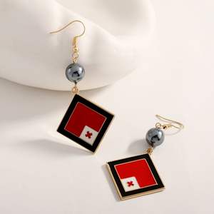 Гавайские ювелирные изделия, позолоченные серьги в форме бриллиантов, серьги с флагом Tonga, комплект ожерелий, подарок для женщин - Product Image 3